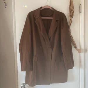 Brown double breasted blazer/short trench Shein
